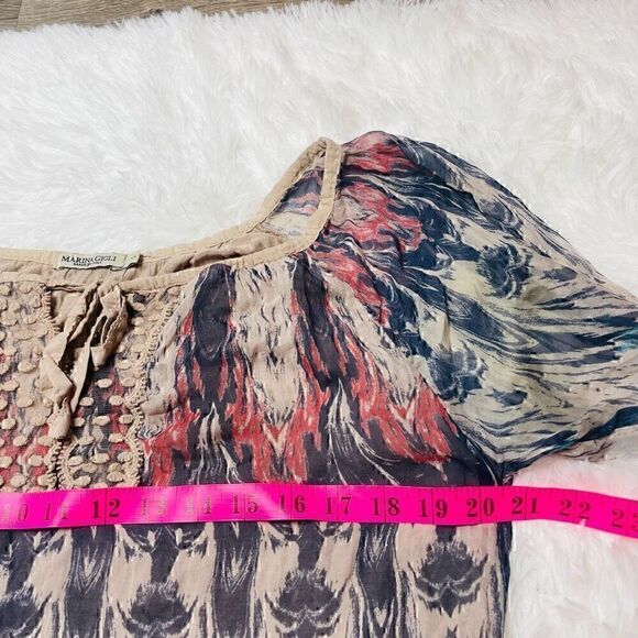 Marina Gigli Made in Italy 100% Silk Dress Tunic Lined Size S Balloon Sleeve - Picture 8 of 11